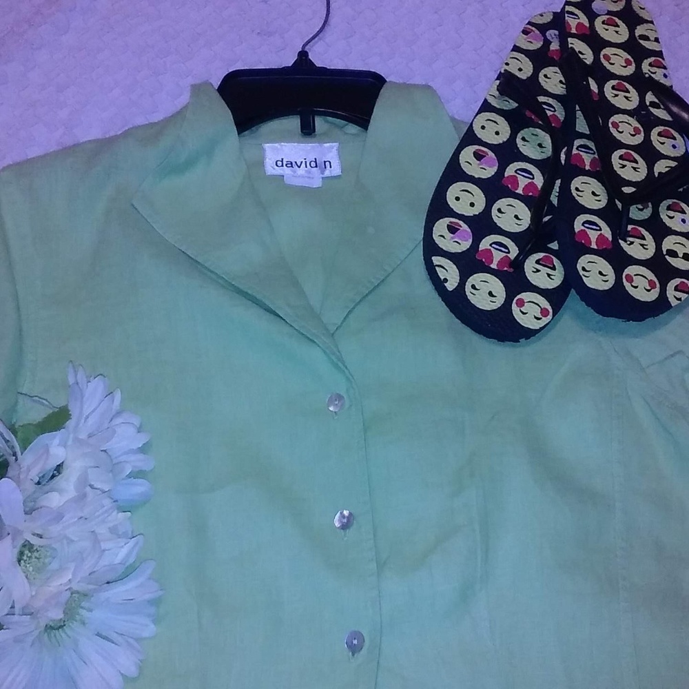 Lime Green David n Linen Shirt